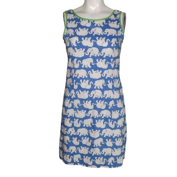 LILLY PULITZER Mini Dress, 2, Blue/White Elephants, Cathy Shift, Tusk in Sun - Picture 9 of 16